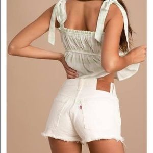 501 White High Rise Cutoff Denim Shorts - Size 25